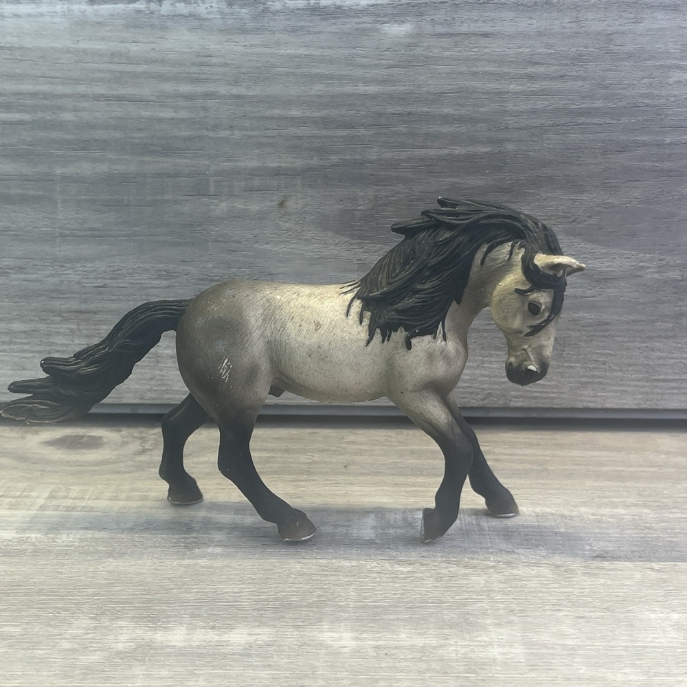 Schleich Germany Grey Black Andalusian Stallion Horse Shoes Figure Retired 2005